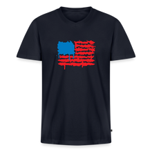 Load image into Gallery viewer, American Flag Melting | Masculine Cut V-Neck Tee - navy
