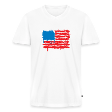 Load image into Gallery viewer, American Flag Melting | Masculine Cut V-Neck Tee - white