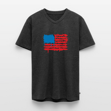 Load image into Gallery viewer, American Flag Melting | Masculine Cut V-Neck Tee - heather anthracite