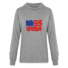 Load image into Gallery viewer, American Flag Melting | Unisex Long Sleeve Hoodie Shirt - heather grey