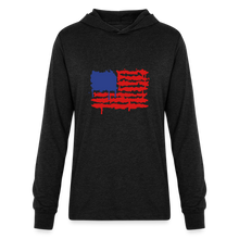 Load image into Gallery viewer, American Flag Melting | Unisex Long Sleeve Hoodie Shirt - heather black