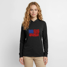 Load image into Gallery viewer, American Flag Melting | Unisex Long Sleeve Hoodie Shirt - heather black