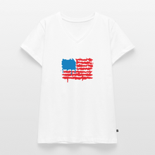 Load image into Gallery viewer, American Flag Melting | Feminine Cut Premium Organic V-Neck Tee - white