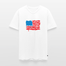 Load image into Gallery viewer, American Flag Melting | Masculine Cut V-Neck Tee - white