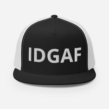Load image into Gallery viewer, IDGAF Retro Trucker Hat [white embroidery]