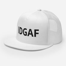 Load image into Gallery viewer, IDGAF Retro Trucker Hat [black embroidery]