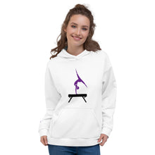 Load image into Gallery viewer, Gymnastics Beam Purple &amp; Black [Sleeve Print] Unisex Hoodie