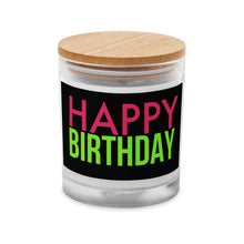 Load image into Gallery viewer, Happy Birthday Pink &amp; Green Glass Candle