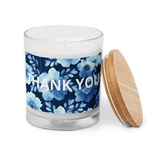 Load image into Gallery viewer, Thank You Blue Floral Glass Candle