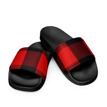 Load image into Gallery viewer, Red Plaid Men’s Slides