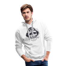 Load image into Gallery viewer, Stoner Skull Chicago (Sleeve Print) Masculine Cut Premium Hoodie - white