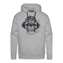 Load image into Gallery viewer, Stoner Skull Chicago (Sleeve Print) Masculine Cut Premium Hoodie - heather grey