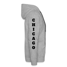 Load image into Gallery viewer, Stoner Skull Chicago (Sleeve Print) Masculine Cut Premium Hoodie - heather grey