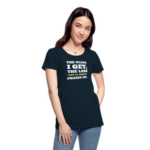 Load image into Gallery viewer, The Less Life in Prison Phases Me Feminine Cut Premium Organic Tee - deep navy