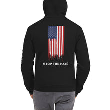 Load image into Gallery viewer, Spread Love [left sleeve] Stop the Hate [back print] Zip Hoodie