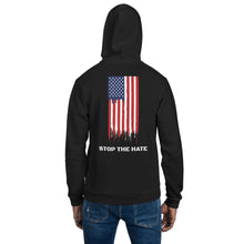 Load image into Gallery viewer, Spread Love [left sleeve] Stop the Hate [back print] Zip Hoodie