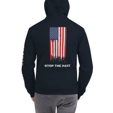 Load image into Gallery viewer, Spread Love [left sleeve] Stop the Hate [back print] Zip Hoodie