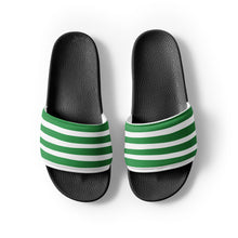 Load image into Gallery viewer, Green &amp; White Striped Women's Slides