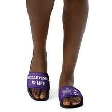 Load image into Gallery viewer, Volleyball Is Life Purple Women's Slides