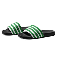 Load image into Gallery viewer, Green &amp; White Striped Women's Slides