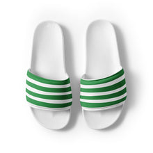 Load image into Gallery viewer, Green &amp; White Striped Women's Slides