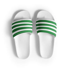 Load image into Gallery viewer, Green &amp; White Striped Women's Slides