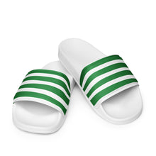 Load image into Gallery viewer, Green &amp; White Striped Women's Slides