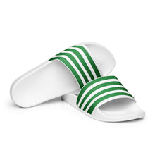 Load image into Gallery viewer, Green &amp; White Striped Women's Slides