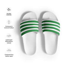 Load image into Gallery viewer, Green &amp; White Striped Women's Slides