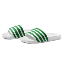 Load image into Gallery viewer, Green &amp; White Striped Women's Slides